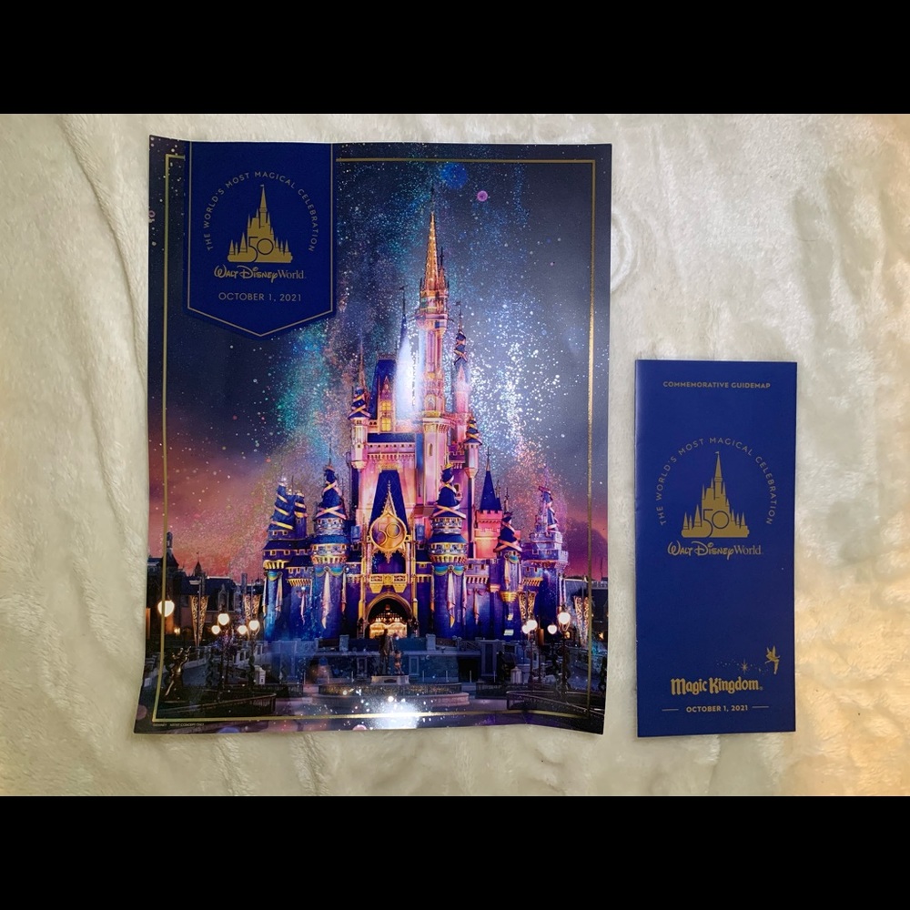 Walt Disney World 50th Anniversary Theme Park Commemorative Poster & Map